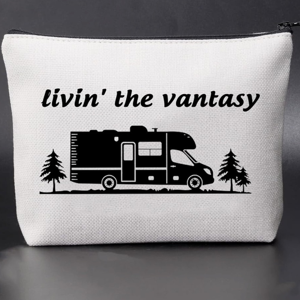 White Cosmetic Bag with Black RV Design - Picture 6 of 10